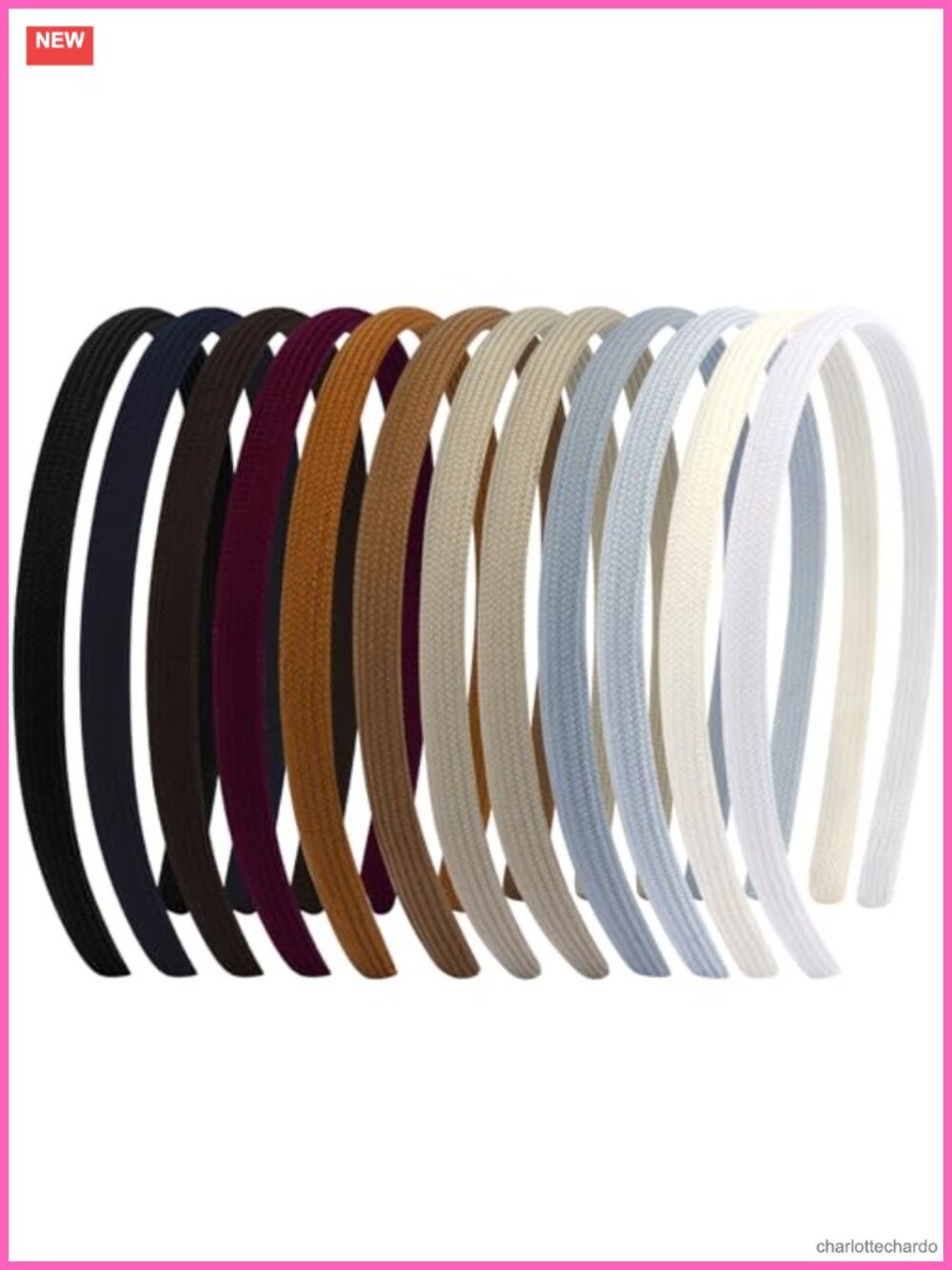 12Pcs Thin Fabric Headbands No Headache Non Slip Skinny Hairbands